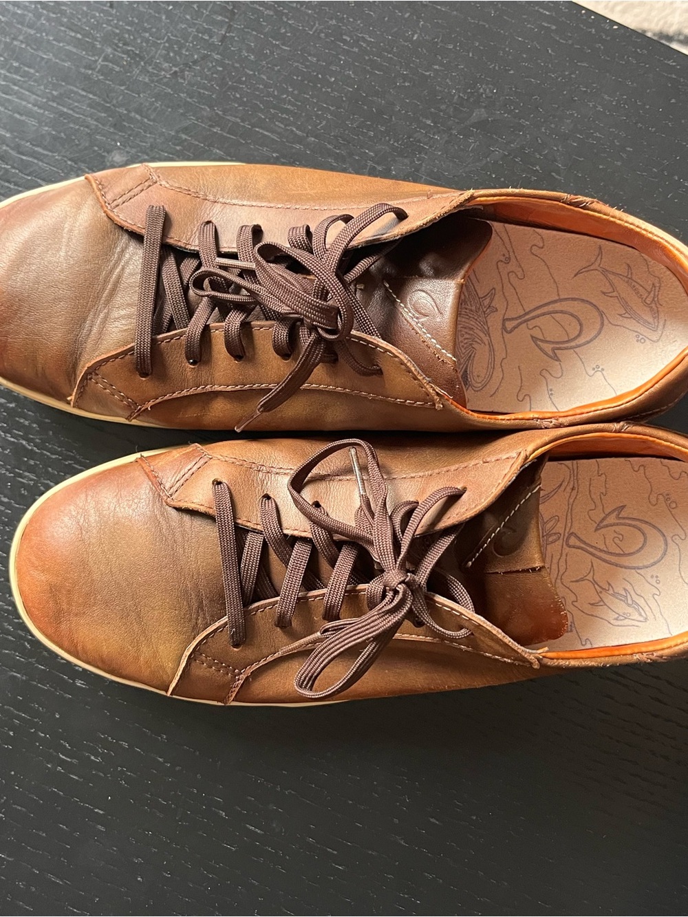 Olukai Brown Leather Men's Casual Sneakers